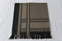 Cotton Keffiyeh – Black & Khaki Traditional Weave Shemagh