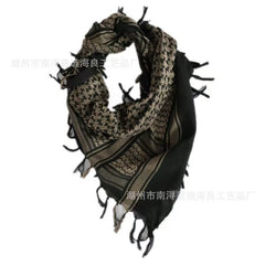 Cotton Keffiyeh – Black & Khaki Traditional Weave Shemagh