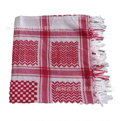Polyester Keffiyeh – White & Red Traditional Shemagh