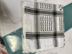 Polyester Keffiyeh – White & Red Traditional Shemagh