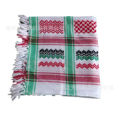 Polyester Keffiyeh – White & Green Palestinian Keffiyeh