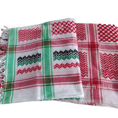 Polyester Keffiyeh – White & Green Palestinian Keffiyeh