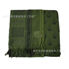 Polyester Keffiyeh – Olive Green Skull Tactical Shemagh