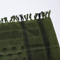 Polyester Keffiyeh – Olive Green Skull Tactical Shemagh