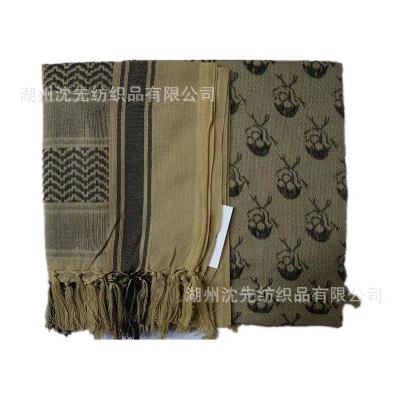 Polyester Keffiyeh – Tan & Brown Skull Tactical Shemagh