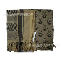 Polyester Keffiyeh – Tan & Brown Skull Tactical Shemagh