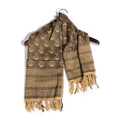Polyester Keffiyeh – Tan & Brown Skull Tactical Shemagh