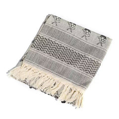 Polyester Keffiyeh – White & Grey Skull Shemagh