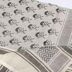 Polyester Keffiyeh – White & Grey Skull Shemagh