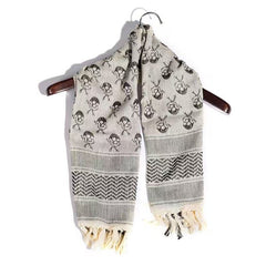 Polyester Keffiyeh – White & Grey Skull Shemagh
