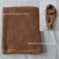 Tactical Net Scarf – Tan Open-Weave Keffiyeh (52×52in)