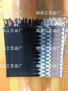 Islamic Prayer Scarf – Black & White Diamond Woven Shawl