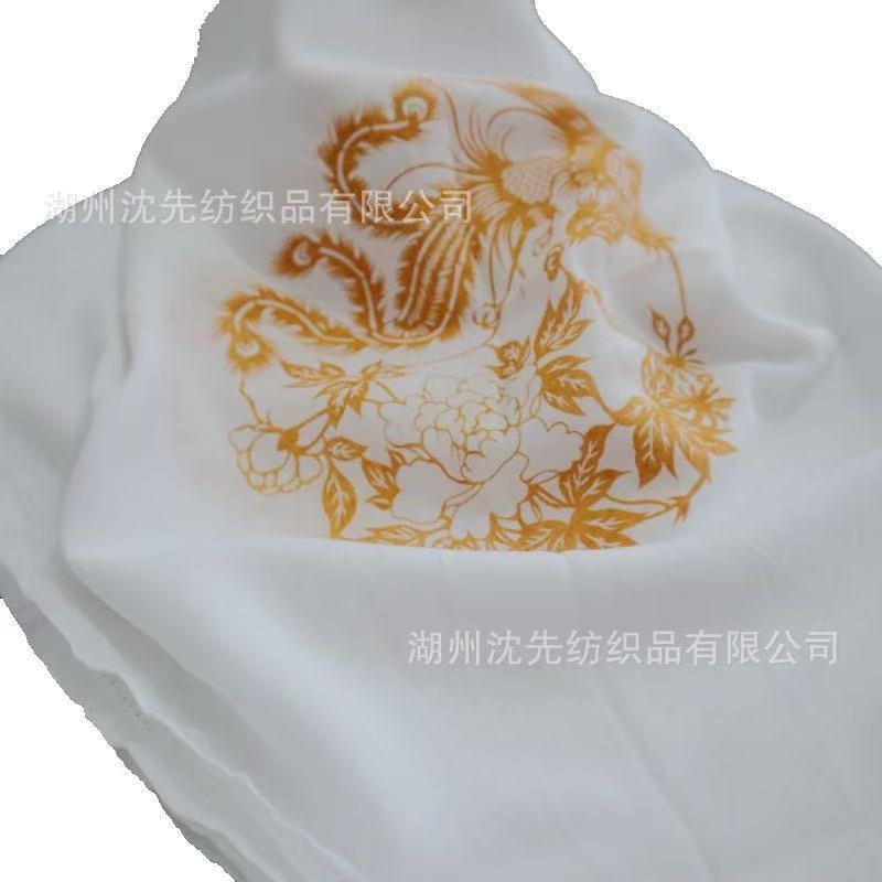 Islamic Prayer Scarf – White with Gold Floral Print Shawl
