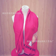 Islamic Prayer Scarf – Hot Pink Praying Hands Print Shawl
